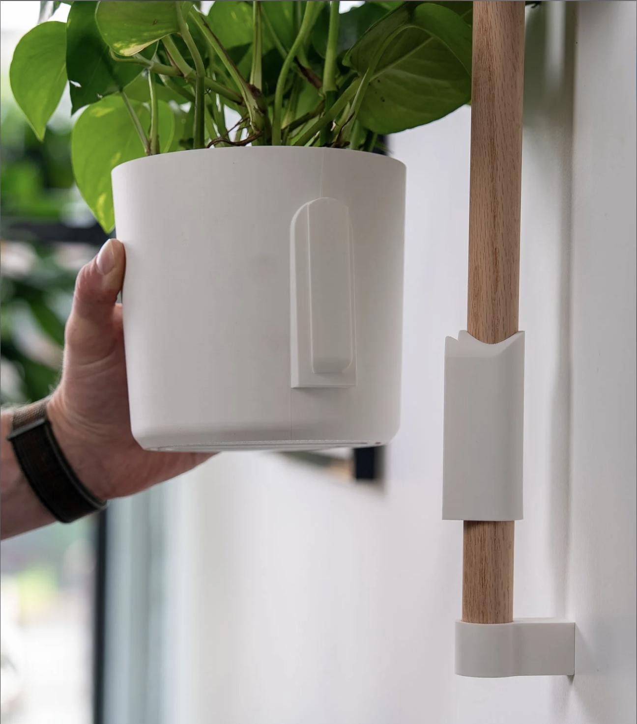 The Rail V2 - Modular Wall Planter – Vertical Herb & Houseplant Display - Pine Dowel Included